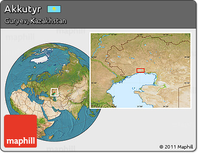 Satellite Location Map of Akkutyr