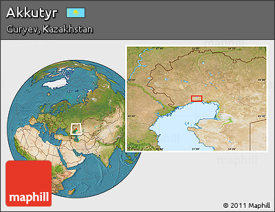 Satellite Location Map of Akkutyr