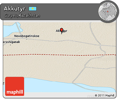 Shaded Relief Panoramic Map of Akkutyr