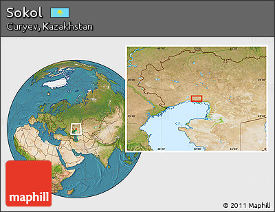 Satellite Location Map of Sokol