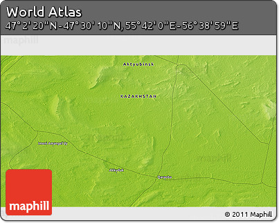 Physical 3D Map of the Area around 47° 16' 15" N, 56° 10' 29" E