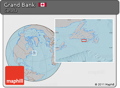 Gray Location Map of Grand Bank, hill shading