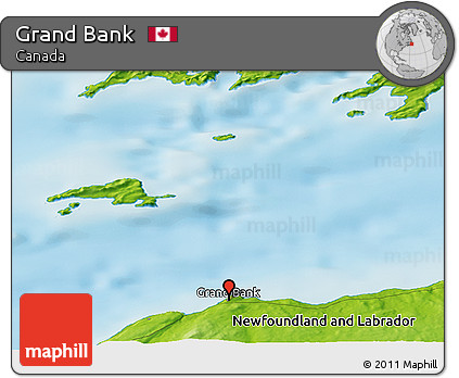 Physical Panoramic Map of Grand Bank