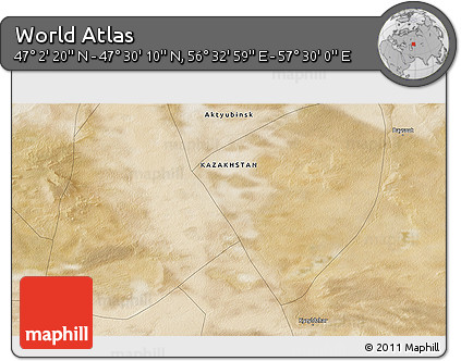Satellite 3D Map of the Area around 47° 16' 15" N, 57° 1' 29" E