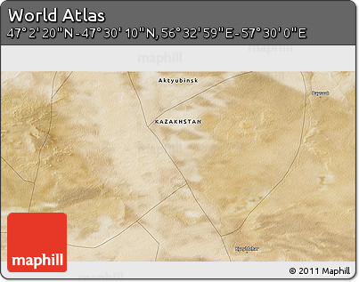 Satellite 3D Map of the Area around 47° 16' 15" N, 57° 1' 29" E