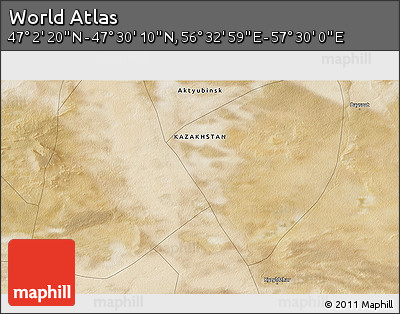 Satellite 3D Map of the Area around 47° 16' 15" N, 57° 1' 29" E