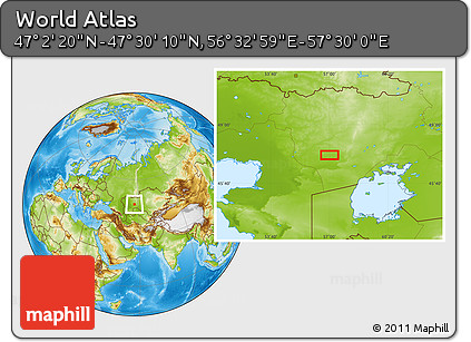 Physical Location Map of the Area around 47° 16' 15" N, 57° 1' 29" E