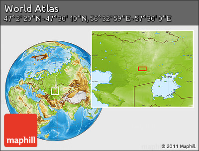 Physical Location Map of the Area around 47° 16' 15" N, 57° 1' 29" E