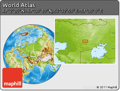 Physical Location Map of the Area around 47° 16' 15" N, 57° 1' 29" E