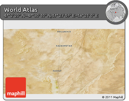 Satellite 3D Map of the Area around 47° 16' 15" N, 57° 52' 30" E
