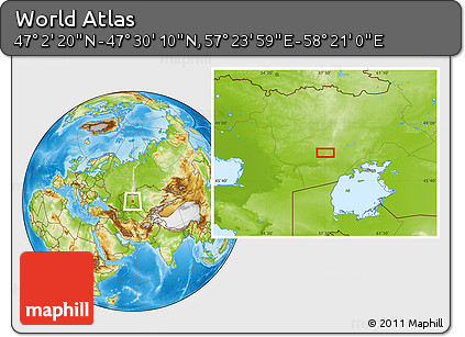 Physical Location Map of the Area around 47° 16' 15" N, 57° 52' 30" E