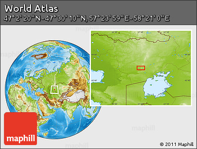 Physical Location Map of the Area around 47° 16' 15" N, 57° 52' 30" E