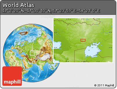 Physical Location Map of the Area around 47° 16' 15" N, 57° 52' 30" E
