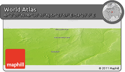 Physical Panoramic Map of the Area around 47° 16' 15" N, 57° 52' 30" E
