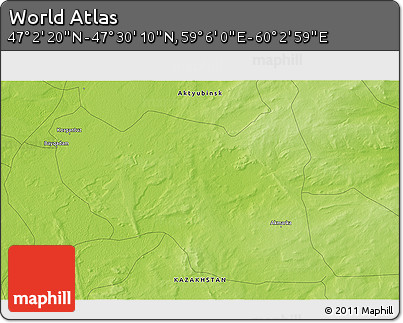 Physical 3D Map of the Area around 47° 16' 15" N, 59° 34' 30" E