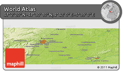 Physical Panoramic Map of the Area around 47° 16' 15" N, 5° 10' 30" E