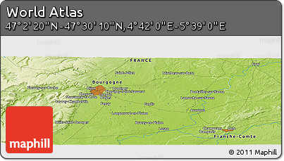 Physical Panoramic Map of the Area around 47° 16' 15" N, 5° 10' 30" E