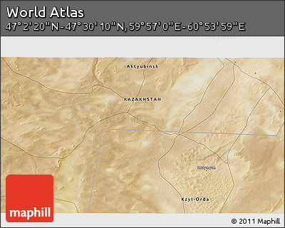 Satellite 3D Map of the Area around 47° 16' 15" N, 60° 25' 29" E