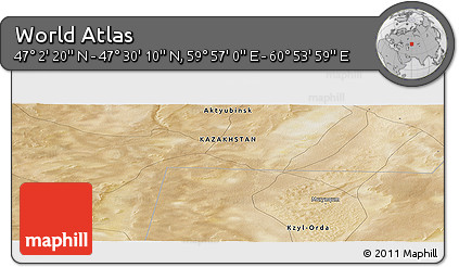 Satellite Panoramic Map of the Area around 47° 16' 15" N, 60° 25' 29" E