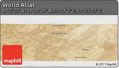 Satellite Panoramic Map of the Area around 47° 16' 15" N, 60° 25' 29" E
