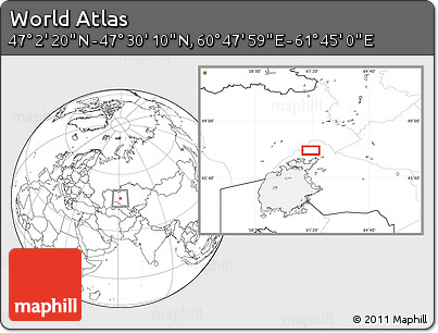 Blank Location Map of the Area around 47° 16' 15" N, 61° 16' 29" E