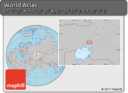 Gray Location Map of the Area around 47° 16' 15" N, 61° 16' 29" E
