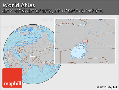 Gray Location Map of the Area around 47° 16' 15" N, 61° 16' 29" E