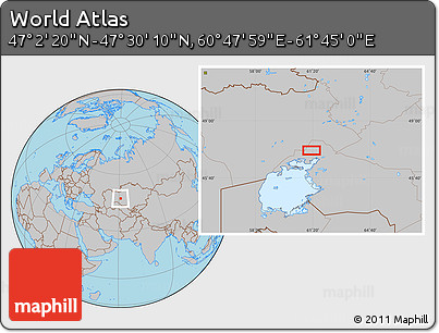 Gray Location Map of the Area around 47° 16' 15" N, 61° 16' 29" E
