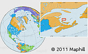 Political Location Map of the area around 47° 16' 15" N, 63° 40' 30" W