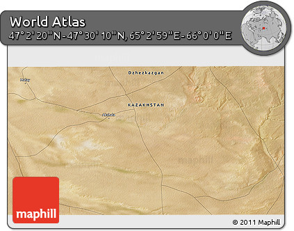 Satellite 3D Map of the Area around 47° 16' 15" N, 65° 31' 30" E