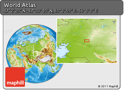 Physical Location Map of the Area around 47° 16' 15" N, 65° 31' 30" E
