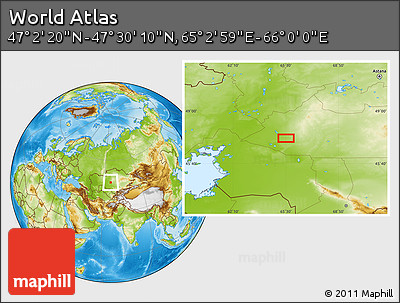 Physical Location Map of the Area around 47° 16' 15" N, 65° 31' 30" E
