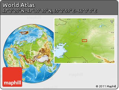 Physical Location Map of the Area around 47° 16' 15" N, 65° 31' 30" E