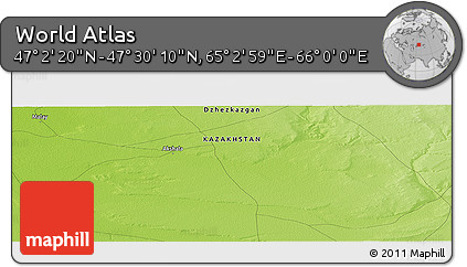 Physical Panoramic Map of the Area around 47° 16' 15" N, 65° 31' 30" E
