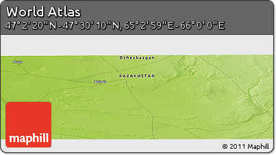 Physical Panoramic Map of the Area around 47° 16' 15" N, 65° 31' 30" E