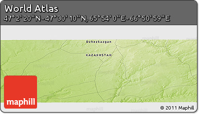 Physical Panoramic Map of the Area around 47° 16' 15" N, 66° 22' 30" E