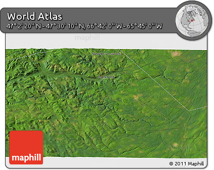 Satellite 3D Map of the Area around 47° 16' 15" N, 66° 13' 29" W