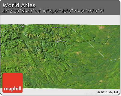 Satellite 3D Map of the Area around 47° 16' 15" N, 66° 13' 29" W