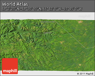 Satellite 3D Map of the Area around 47° 16' 15" N, 66° 13' 29" W