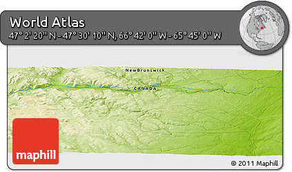 Physical Panoramic Map of the Area around 47° 16' 15" N, 66° 13' 29" W