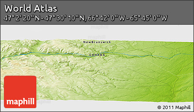 Physical Panoramic Map of the Area around 47° 16' 15" N, 66° 13' 29" W