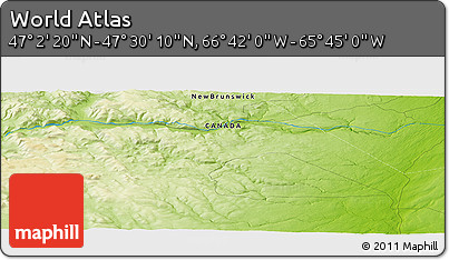 Physical Panoramic Map of the Area around 47° 16' 15" N, 66° 13' 29" W