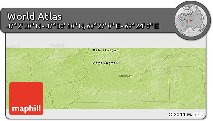 Physical Panoramic Map of the Area around 47° 16' 15" N, 68° 55' 30" E