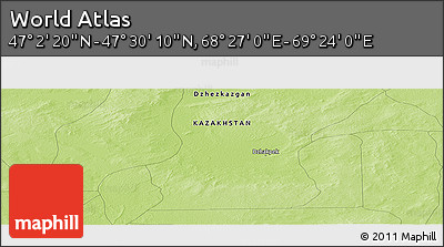 Physical Panoramic Map of the Area around 47° 16' 15" N, 68° 55' 30" E