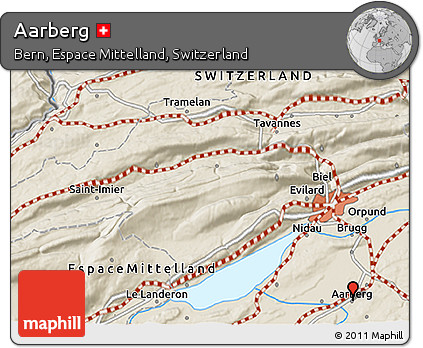 Shaded Relief 3D Map of Aarberg