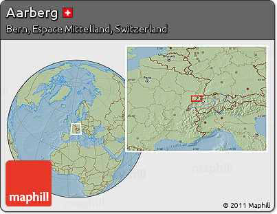 Savanna Style Location Map of Aarberg, hill shading