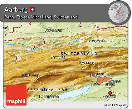 Physical Panoramic Map of Aarberg