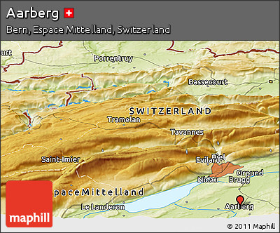 Physical Panoramic Map of Aarberg