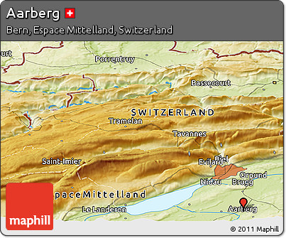 Physical Panoramic Map of Aarberg