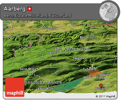 Satellite Panoramic Map of Aarberg